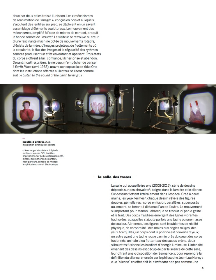 généalogie,texte Nicole Gingras, expo Manon Labrecque,2015