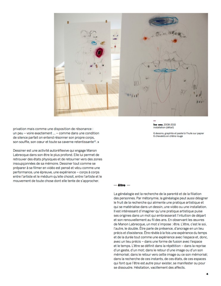 généalogie,texte Nicole Gingras, expo Manon Labrecque,2015